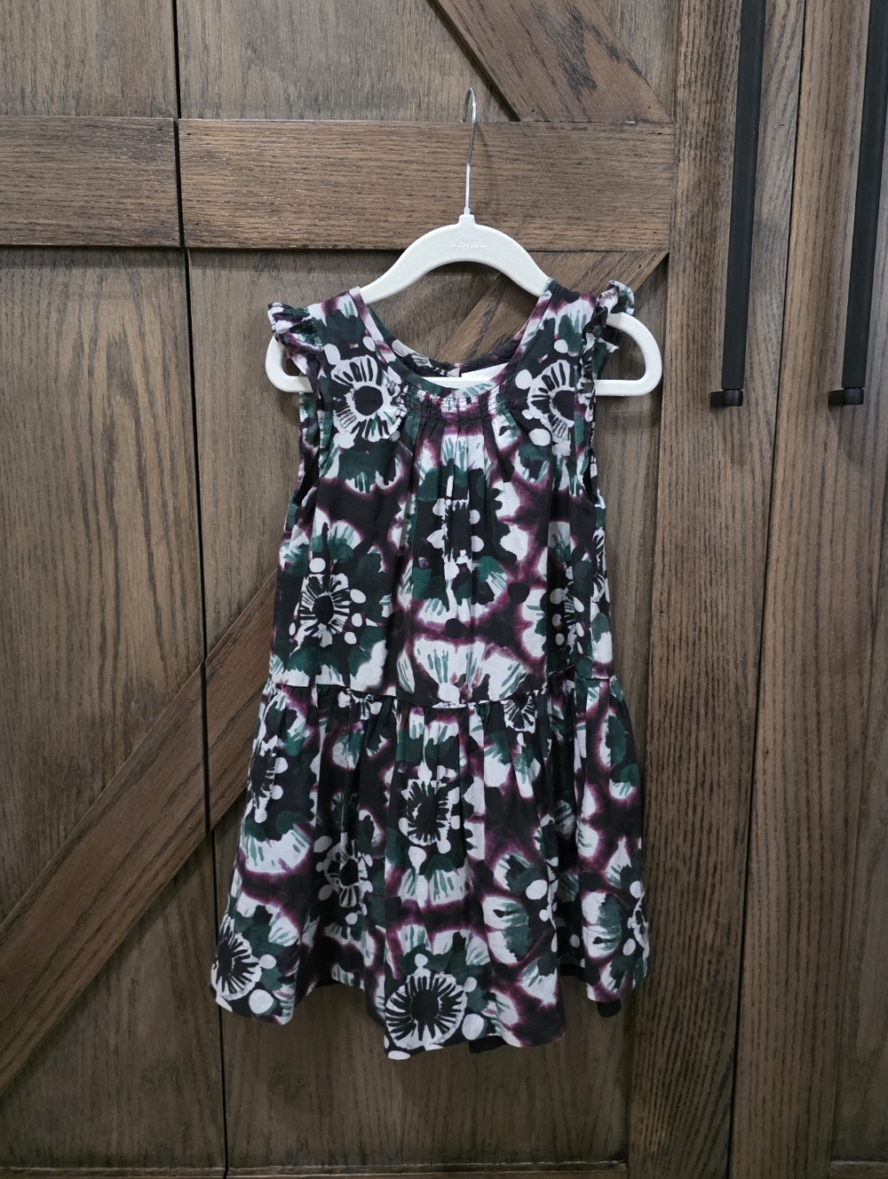 Burberry Girls Floral Tie-Dye Sleeveless Dress in Black, White & Green